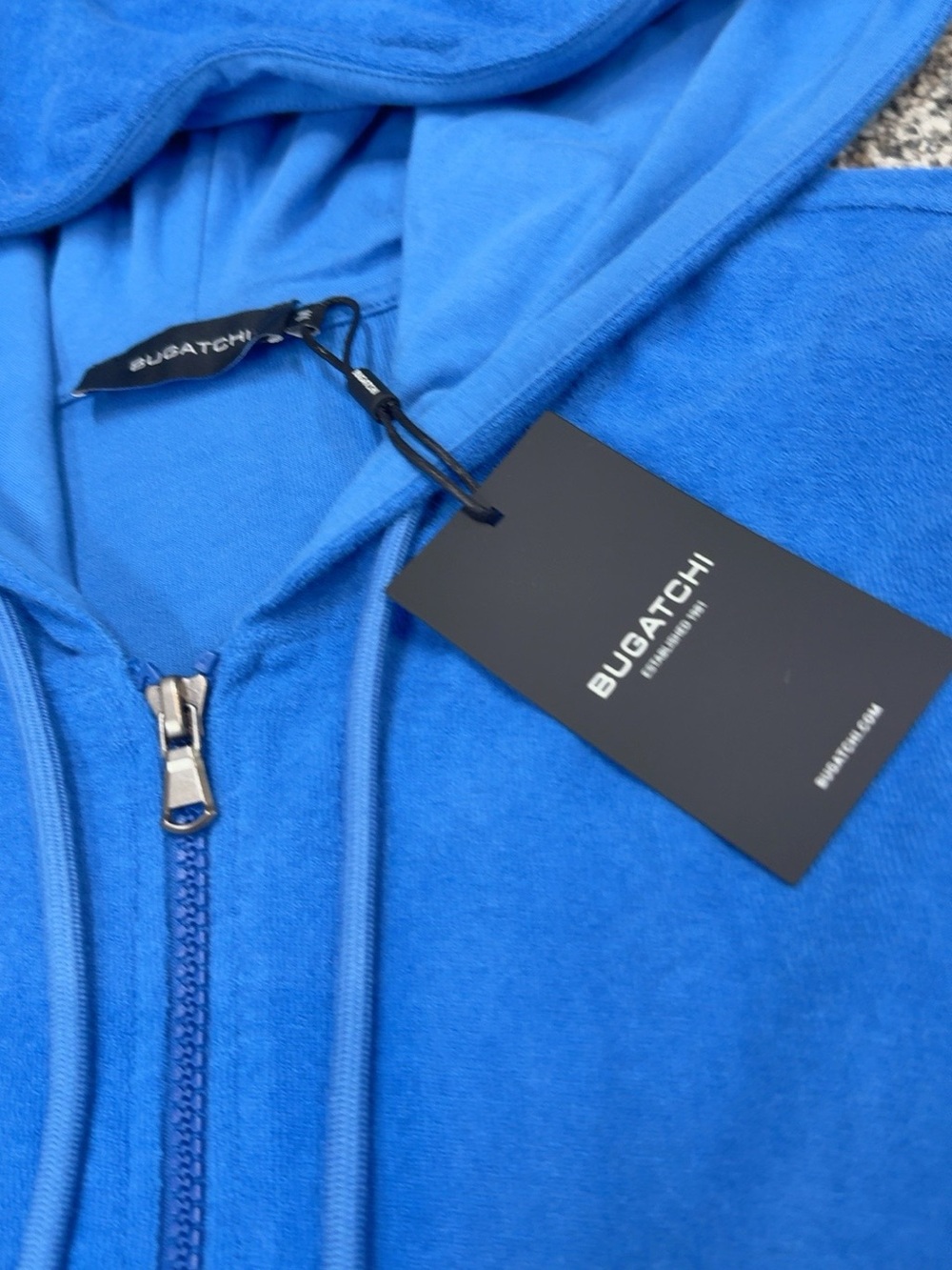 Bugatchi NWT Men’s M Blue Full Zip Hoodie 100% Cotton $199